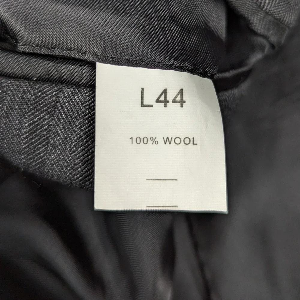 Jos A Bank‎ Mens 44L Charcoal Gray Herringbone 100% Wool 2-Button Jacket  Blazer